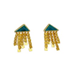 Triangle gold earrings with...