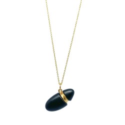 Black pebble pendant gold...