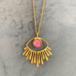 Evil eye necklace with pink...